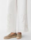 ORGANIC LINEN EMBROIDERED CUTOUT RIVERSIDE WIDE LEG PANT