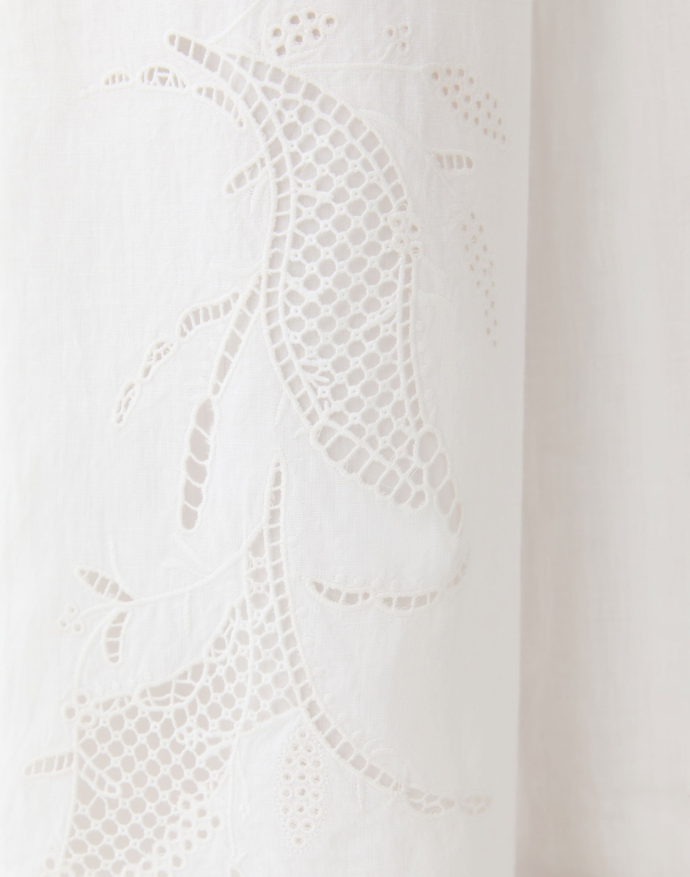 ORGANIC LINEN EMBROIDERED CUTOUT RIVERSIDE WIDE LEG PANT