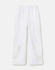 ORGANIC LINEN EMBROIDERED CUTOUT RIVERSIDE WIDE LEG PANT