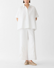 ORGANIC LINEN EMBROIDERED CUTOUT RIVERSIDE WIDE LEG PANT