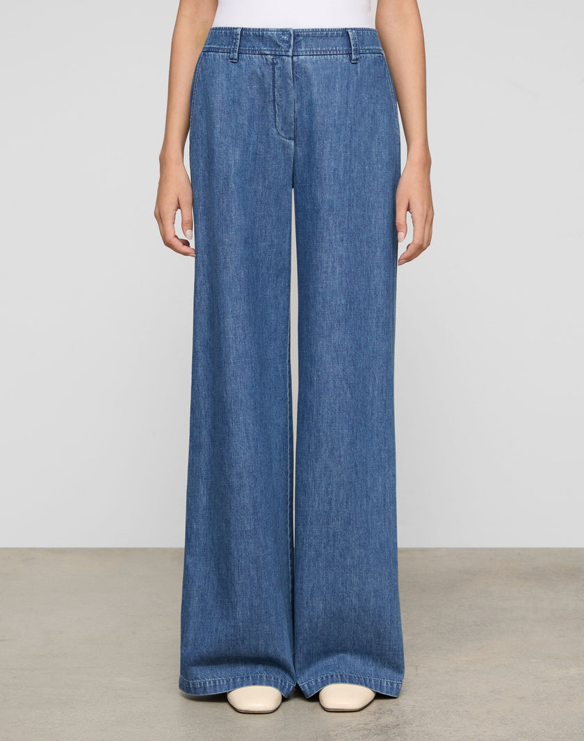 CHAMBRAY CHARLES WIDE LEG PANT