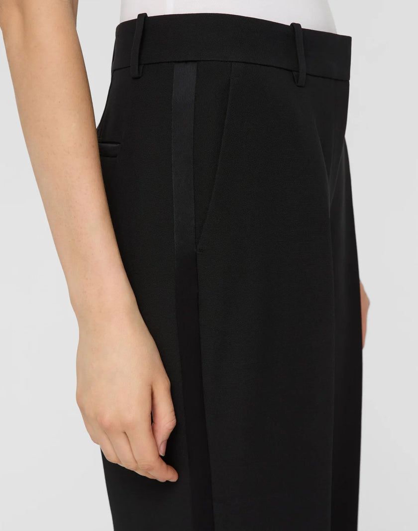 WOOL SILK CREPE GATES TUXEDO STRIPE PANT