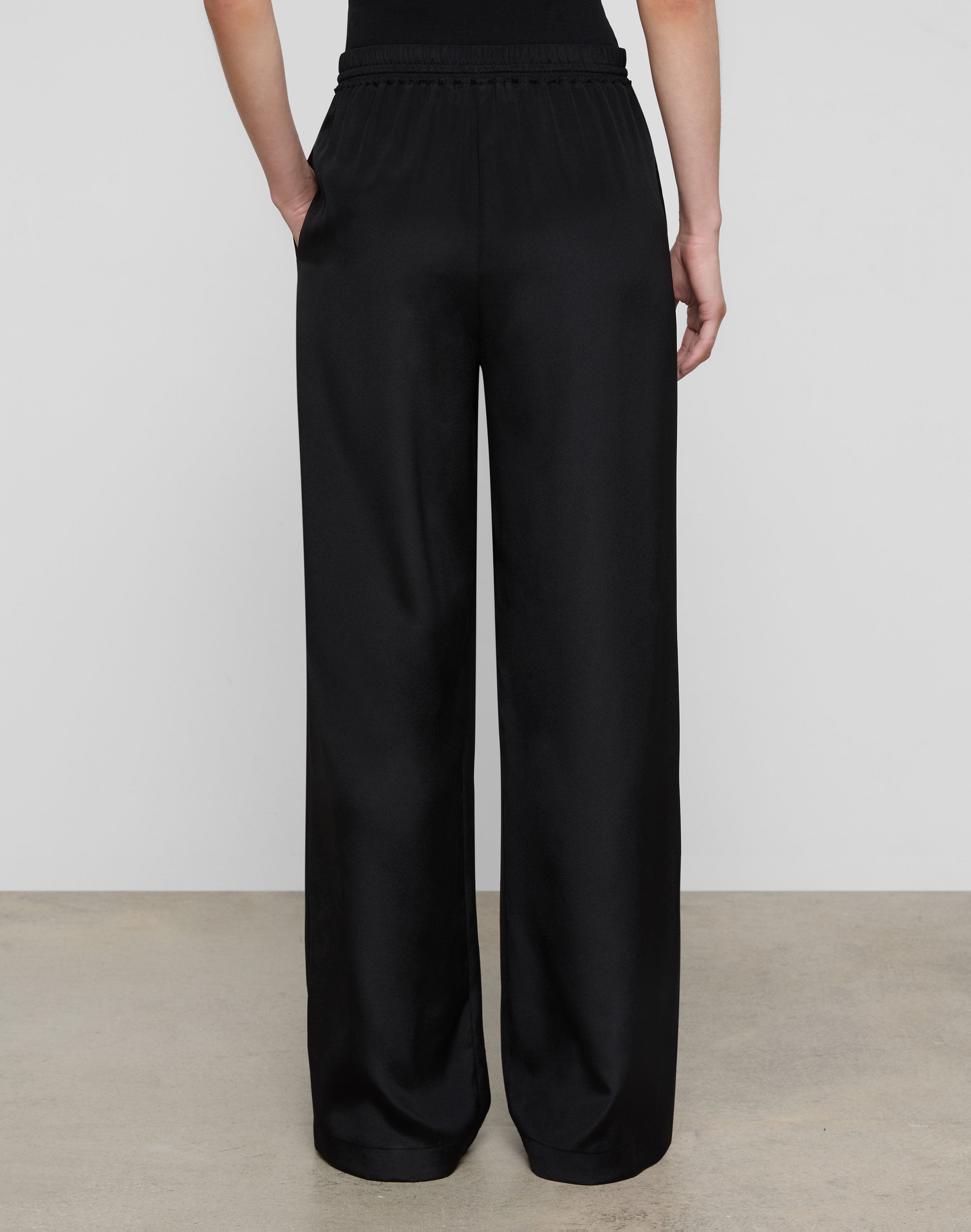 ORGANIC SILK STRETCH GEORGETTE PENN WIDE LEG PANT