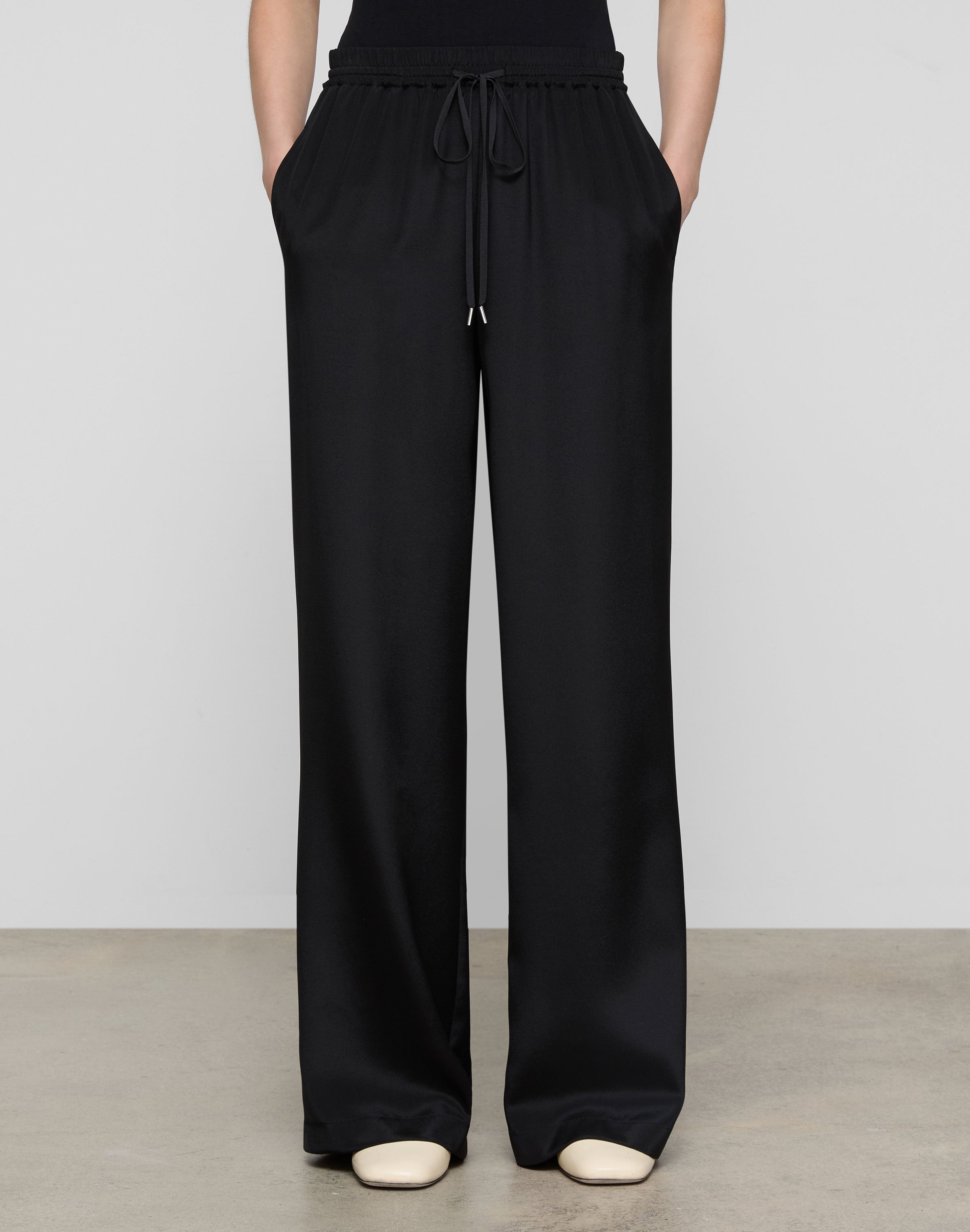 ORGANIC SILK STRETCH GEORGETTE PENN WIDE LEG PANT