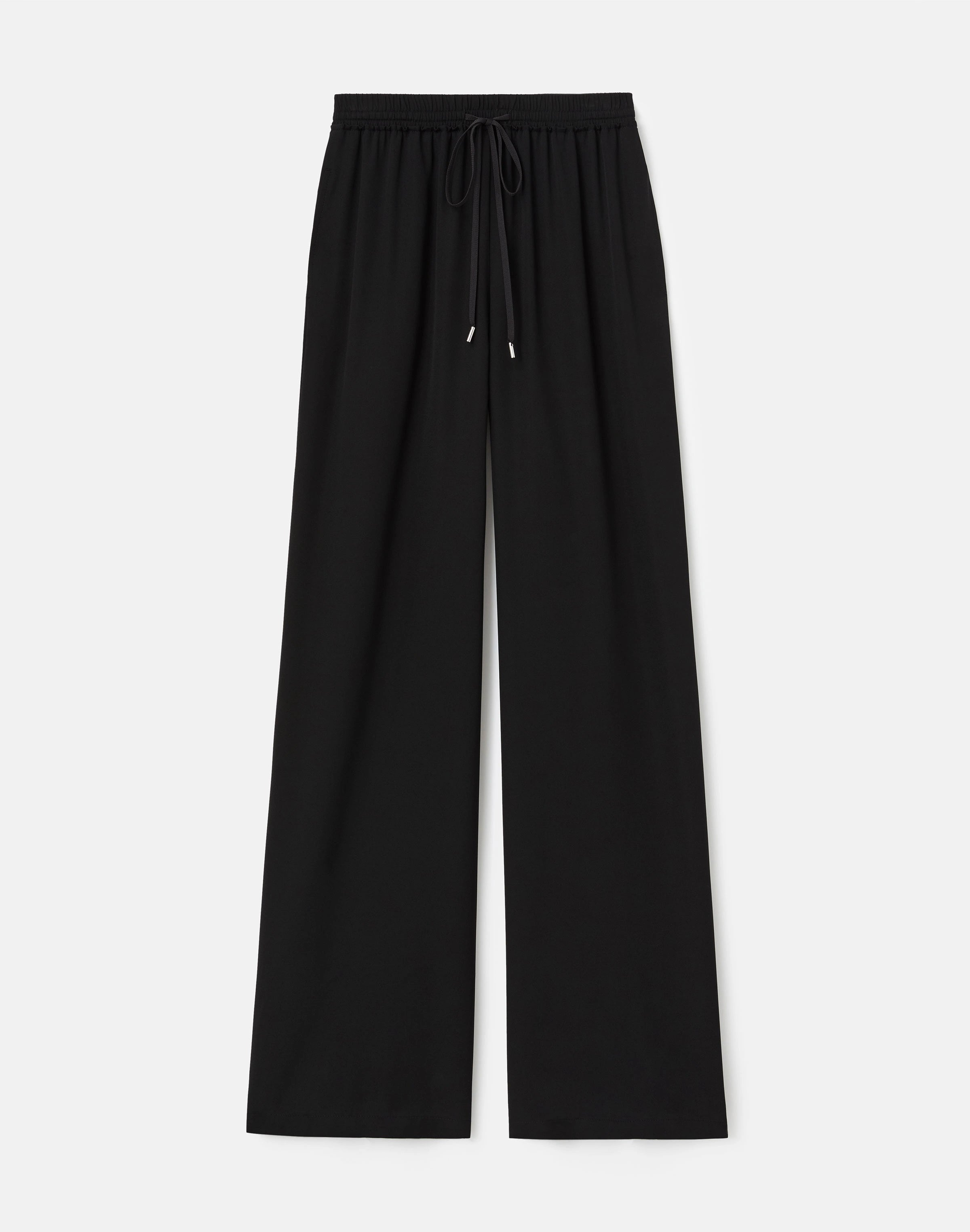 ORGANIC SILK STRETCH GEORGETTE PENN WIDE LEG PANT