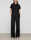 ORGANIC SILK STRETCH GEORGETTE PENN WIDE LEG PANT