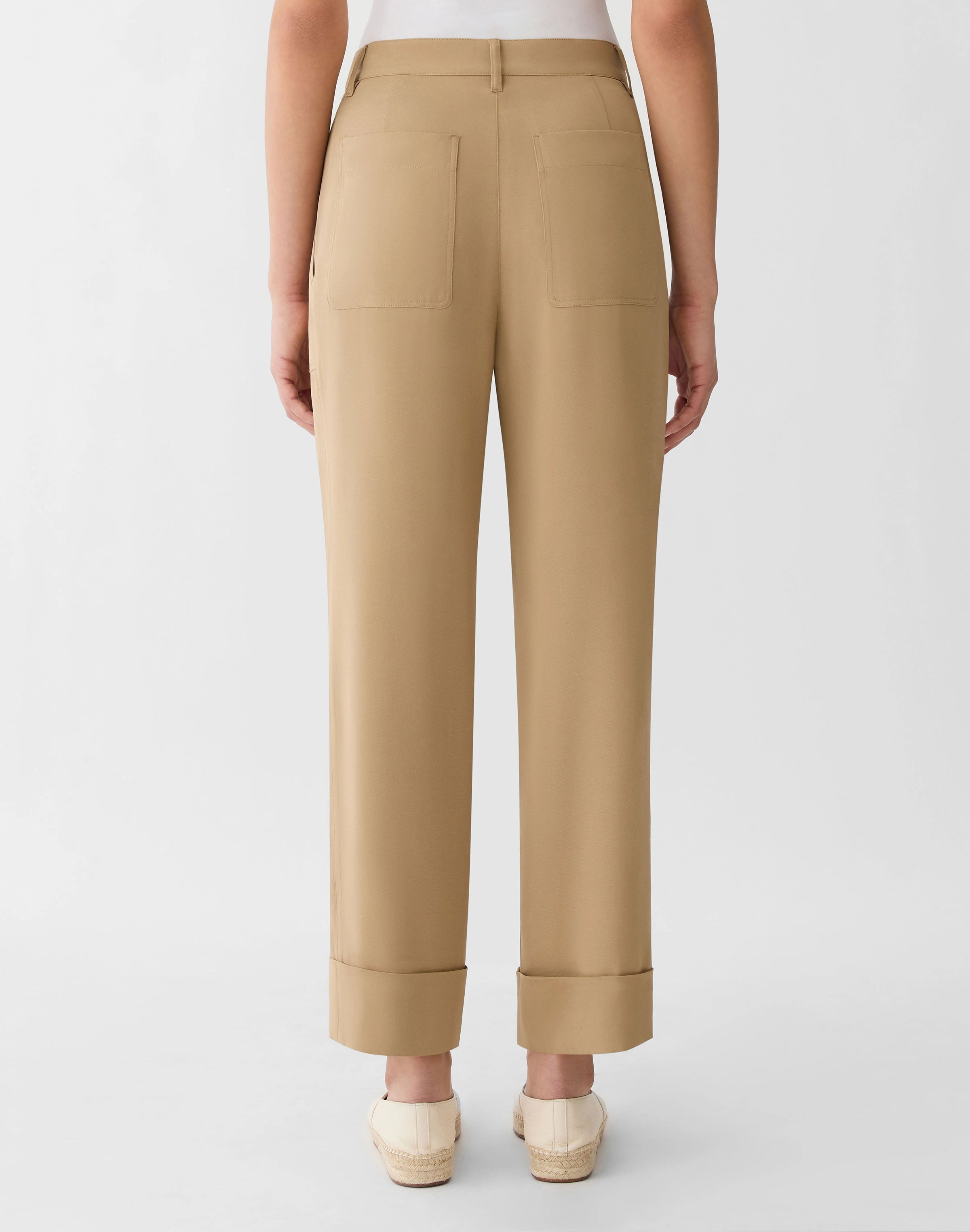 ORGANIC SILK STRETCH GEORGETTE HIGHLINE STRAIGHT ANKLE PANT