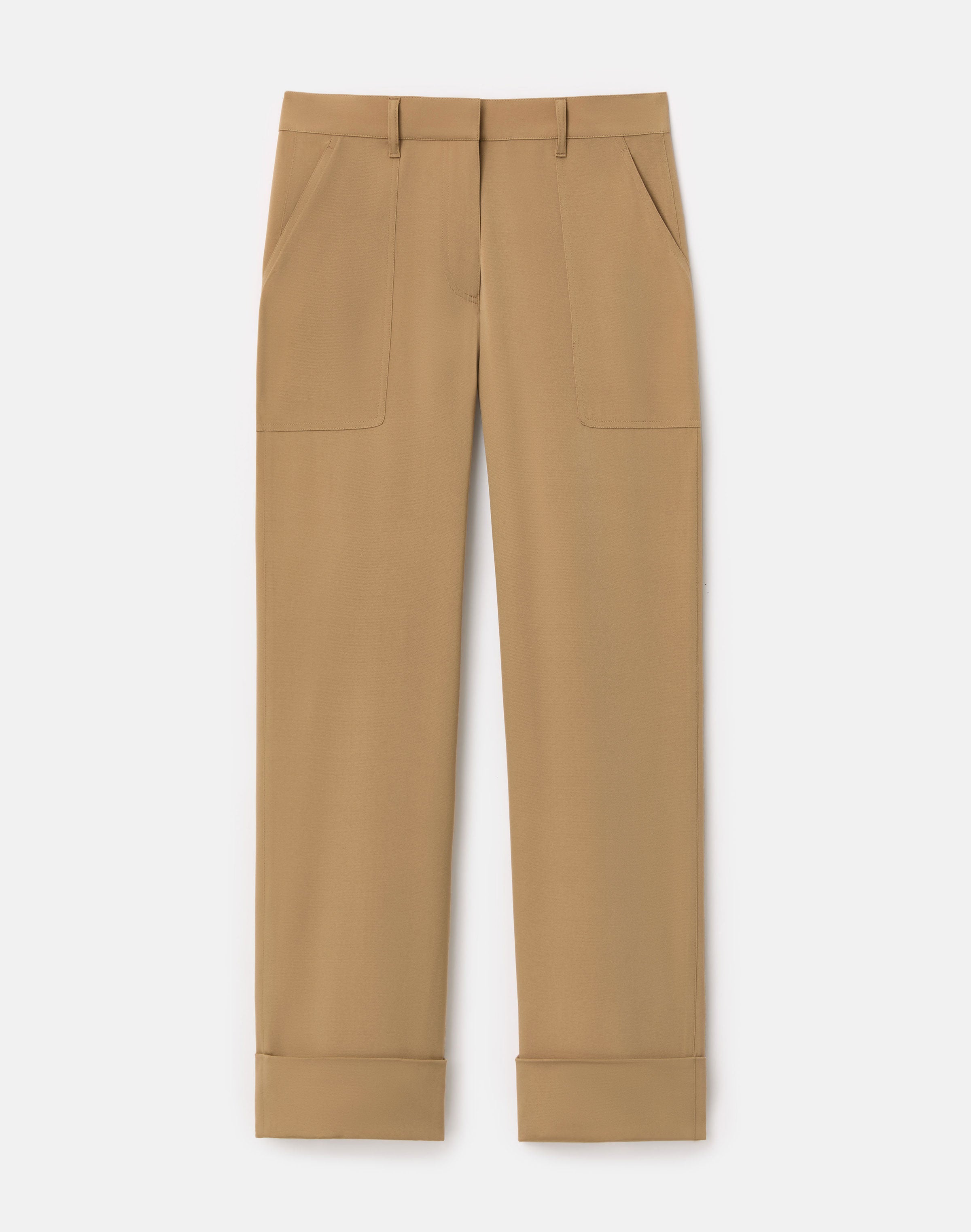ORGANIC SILK STRETCH GEORGETTE HIGHLINE STRAIGHT ANKLE PANT