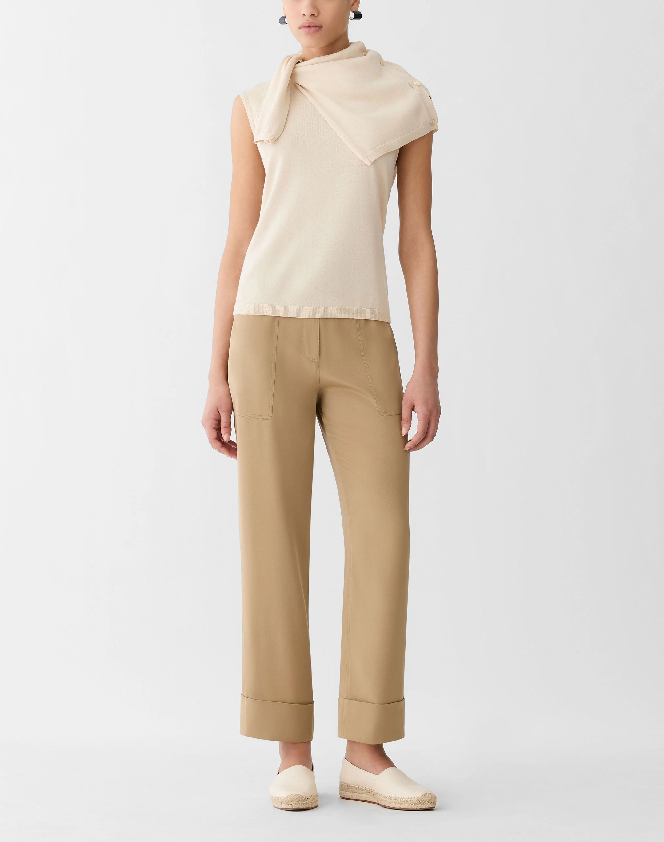 ORGANIC SILK STRETCH GEORGETTE HIGHLINE STRAIGHT ANKLE PANT