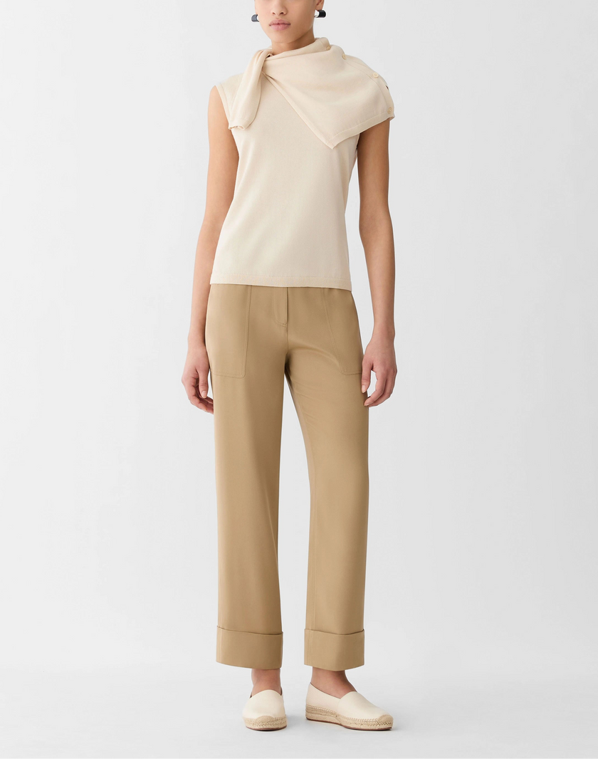 ORGANIC SILK STRETCH GEORGETTE HIGHLINE STRAIGHT ANKLE PANT