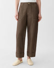 COTTON LINEN HIGHLINE STRAIGHT ANKLE PANT