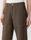 COTTON LINEN HIGHLINE STRAIGHT ANKLE PANT