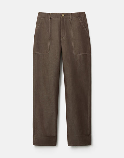COTTON LINEN HIGHLINE STRAIGHT ANKLE PANT