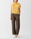 COTTON LINEN HIGHLINE STRAIGHT ANKLE PANT