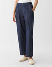 CHAMBRAY HIGHLINE STRAIGHT ANKLE PANT