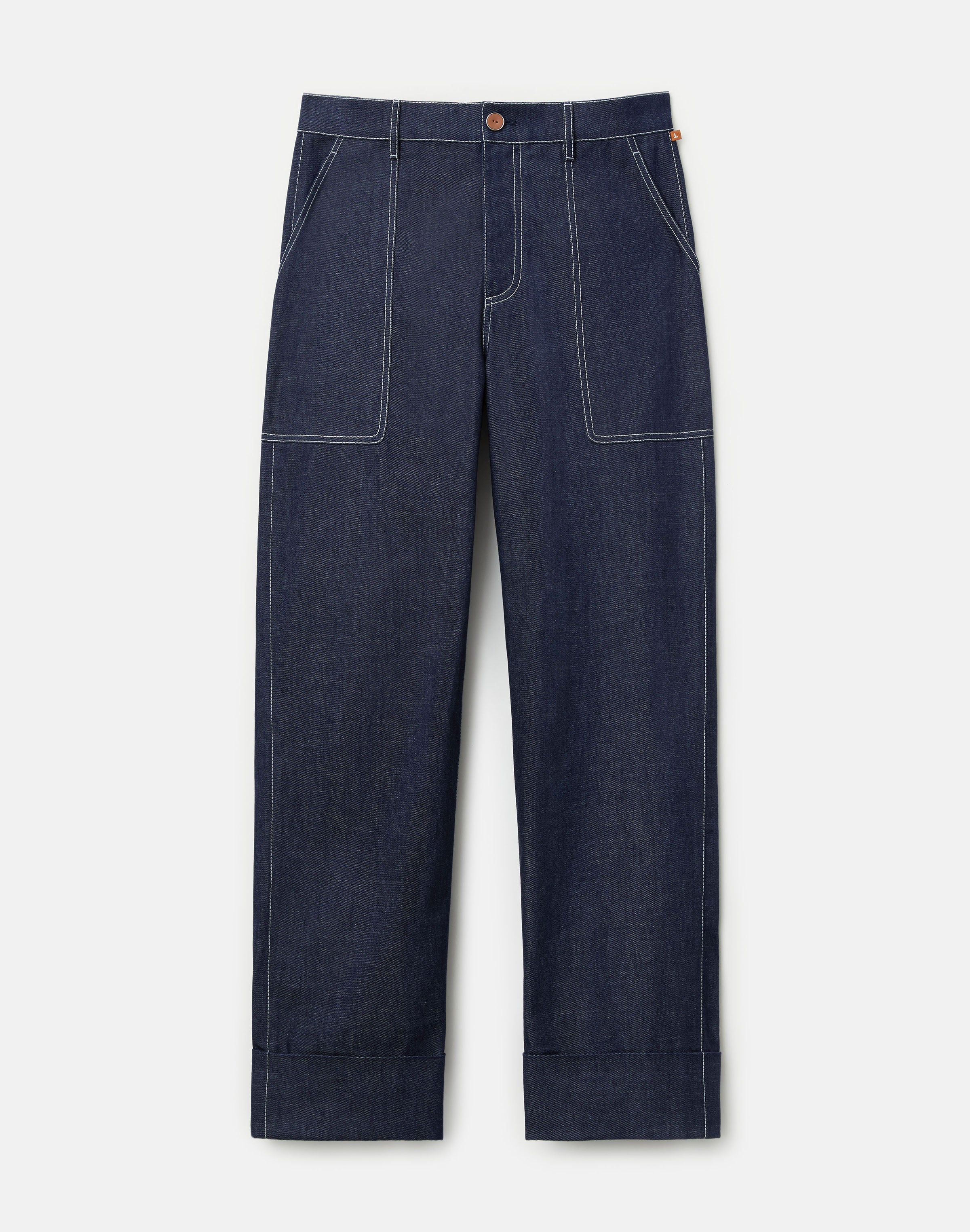 CHAMBRAY HIGHLINE STRAIGHT ANKLE PANT