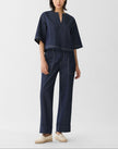CHAMBRAY HIGHLINE STRAIGHT ANKLE PANT