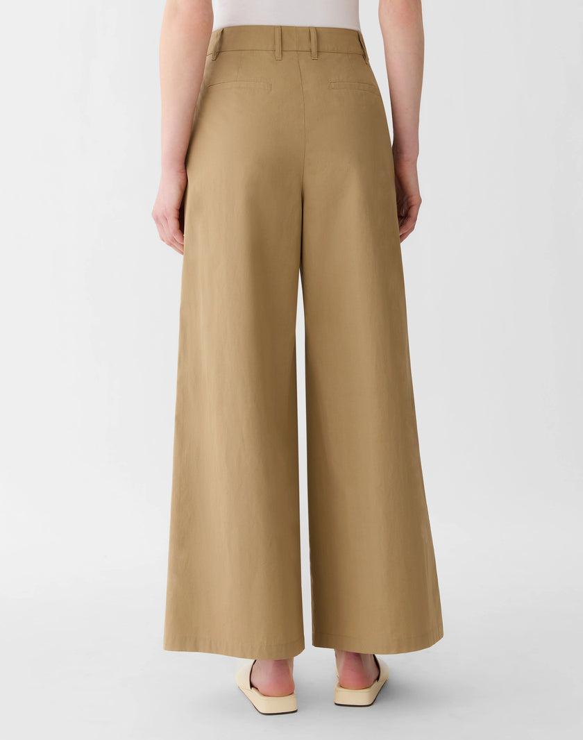 ORGANIC COTTON POPLIN PARK WIDE LEG ANKLE PANT