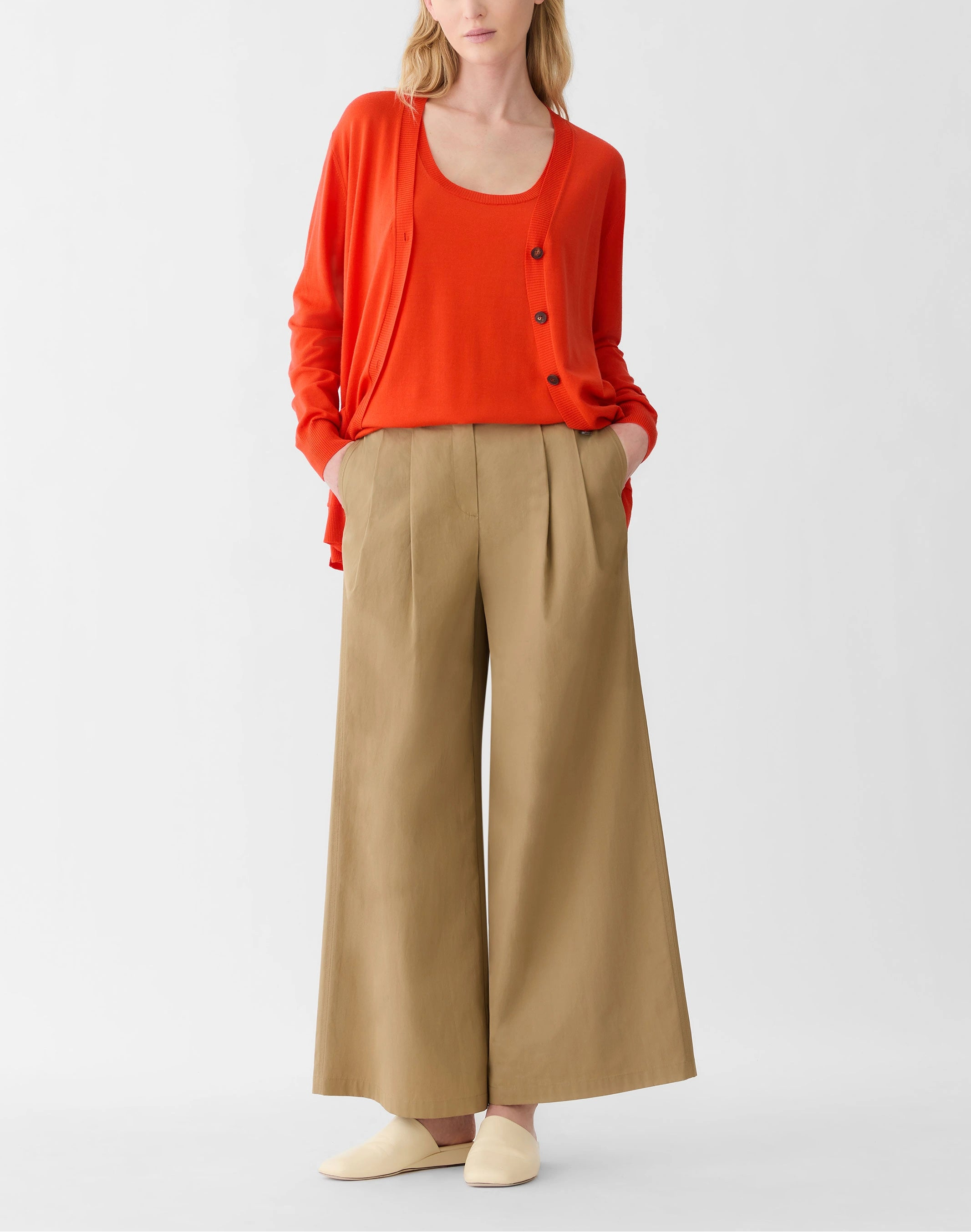 ORGANIC COTTON POPLIN PARK WIDE LEG ANKLE PANT