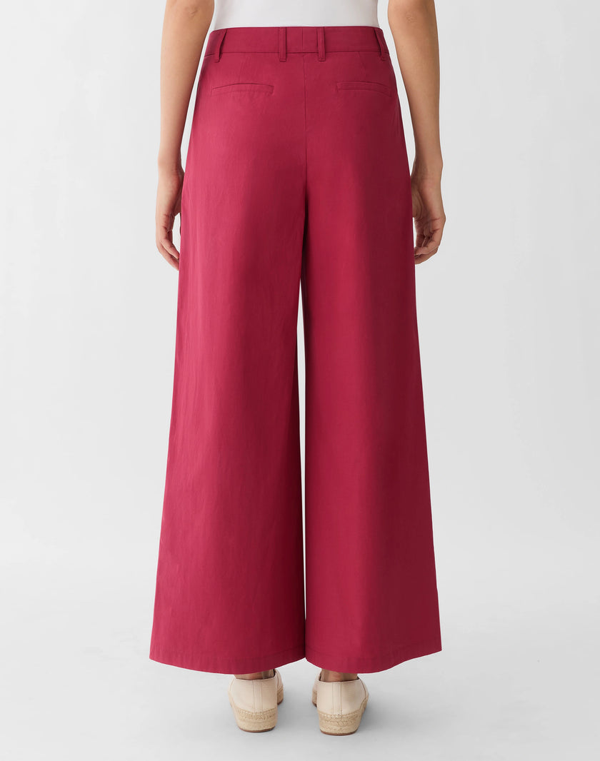 ORGANIC COTTON POPLIN PARK WIDE LEG ANKLE PANT