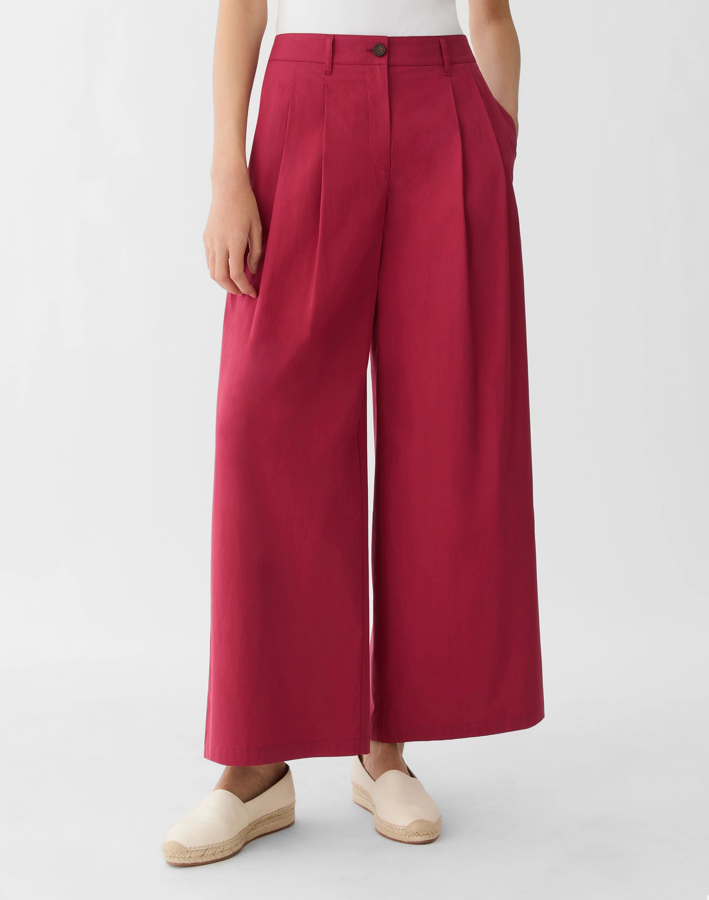 ORGANIC COTTON POPLIN PARK WIDE LEG ANKLE PANT