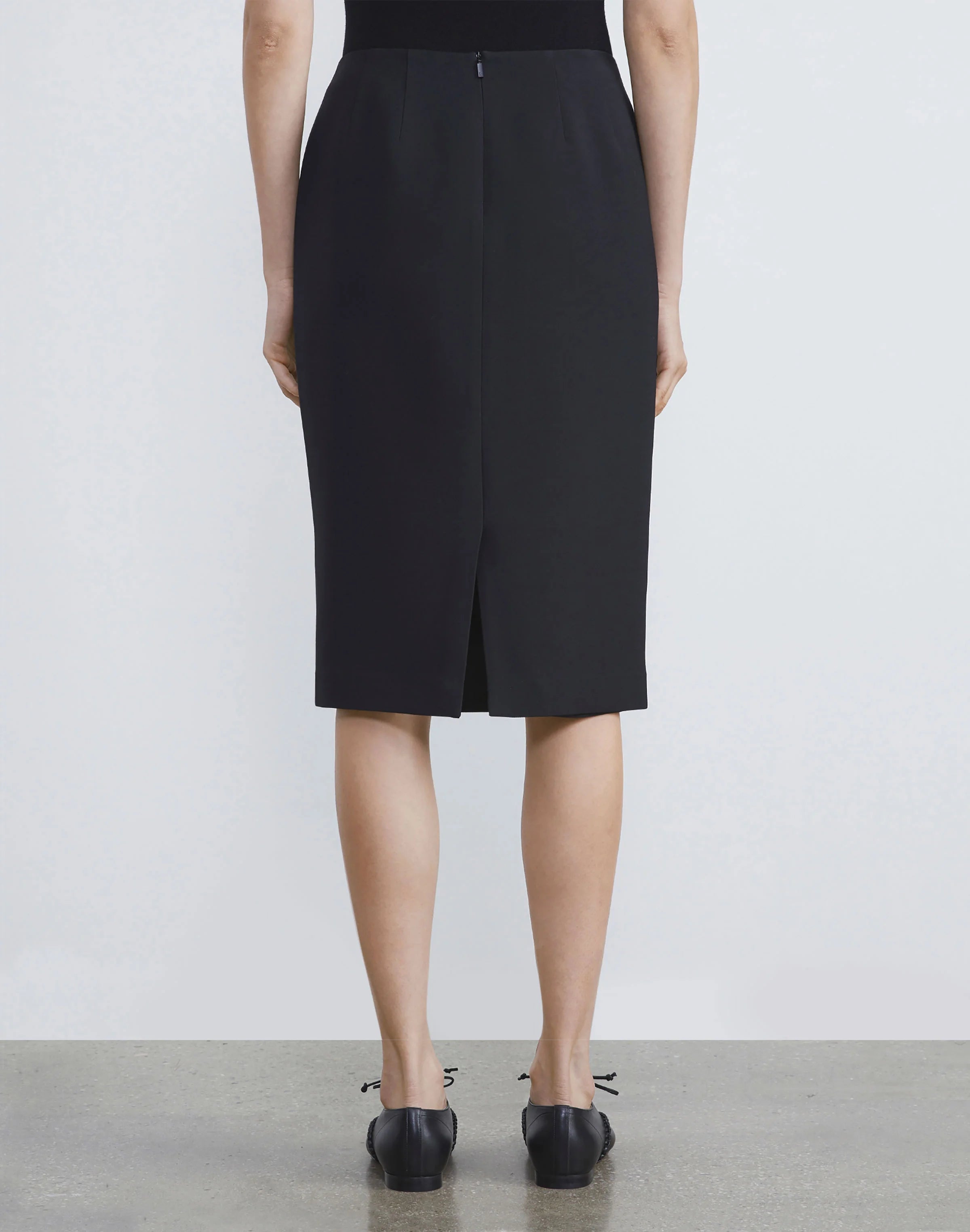 WOOL SILK CREPE PENCIL SKIRT