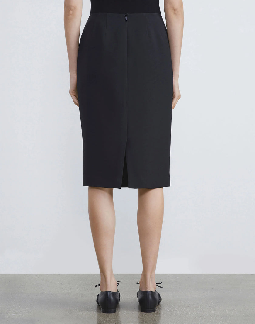 WOOL SILK CREPE PENCIL SKIRT