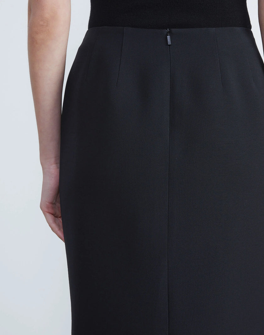 WOOL SILK CREPE PENCIL SKIRT
