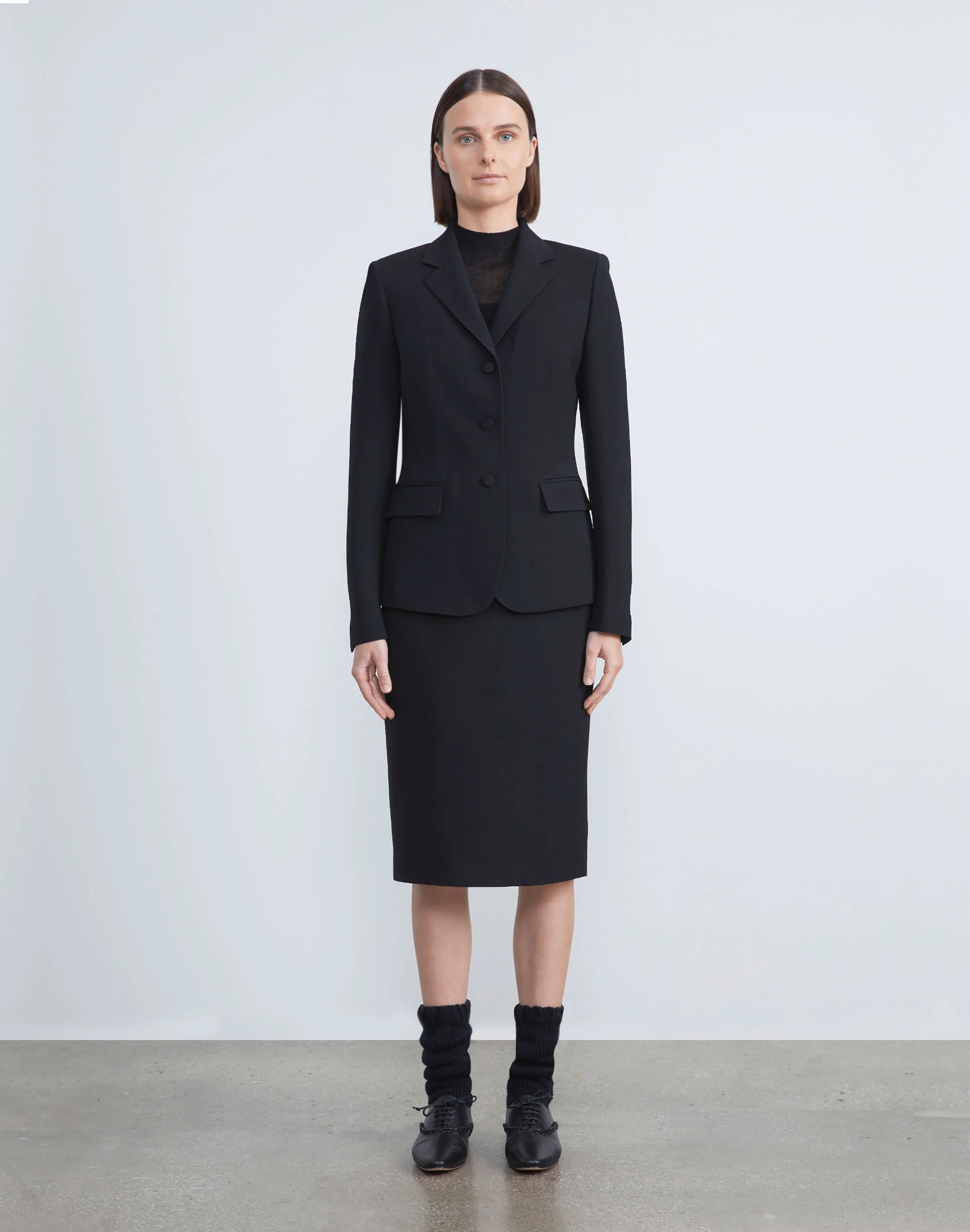 WOOL SILK CREPE PENCIL SKIRT