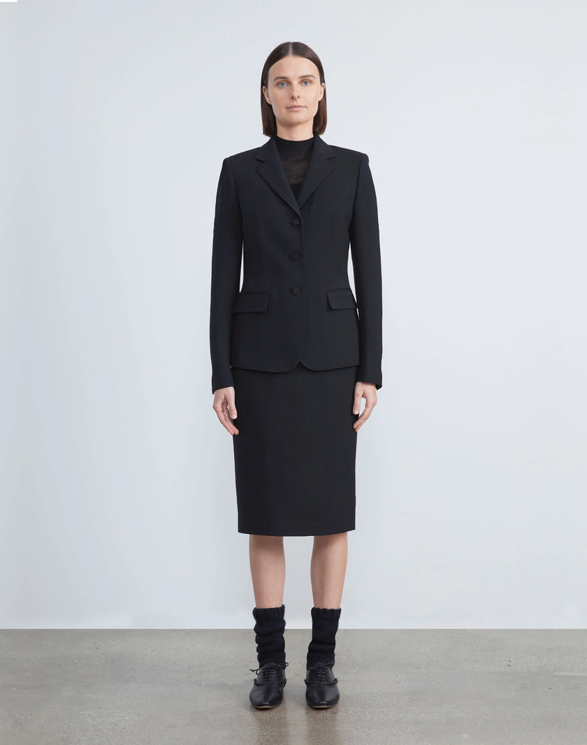 WOOL SILK CREPE PENCIL SKIRT