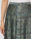 TEXTILE PRINT TEXTURED SILK PLEATED MIDI SKIRT