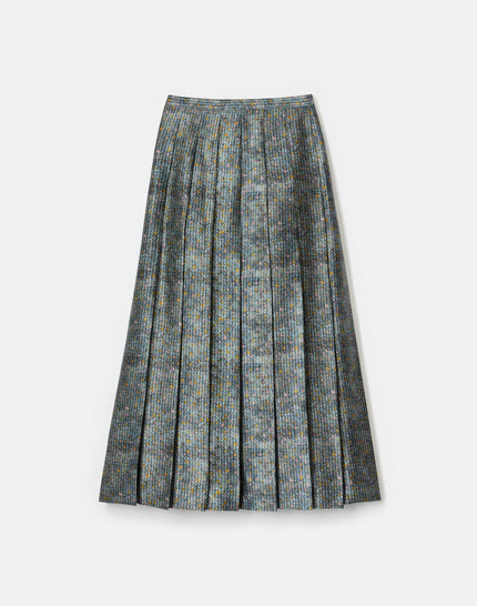 TEXTILE PRINT TEXTURED SILK PLEATED MIDI SKIRT