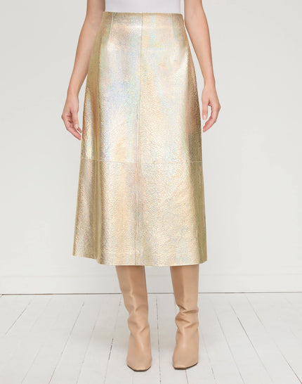 IRIDESCENT CRACKLE SUEDE ALINE SKIRT