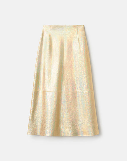 IRIDESCENT CRACKLE SUEDE ALINE SKIRT
