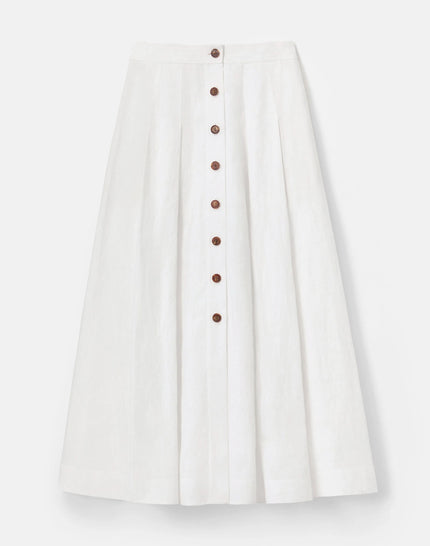ORGANIC LINEN BUTTON FRONT MIDI SKIRT