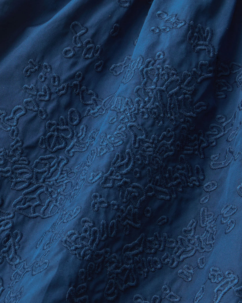 HAND CUTOUT ORGANIC COTTON POPLIN MIDI SKIRT