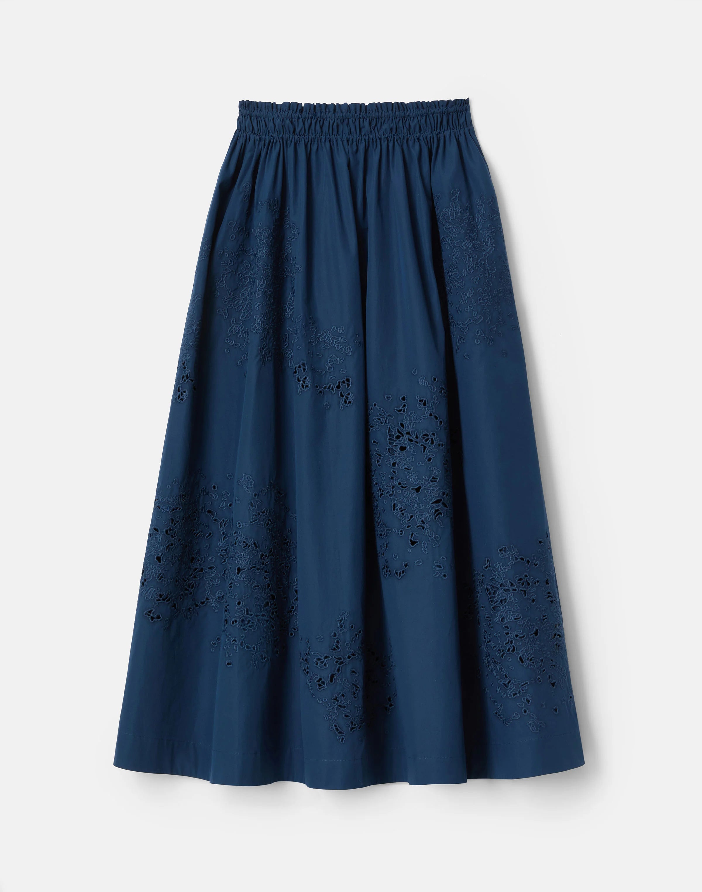 HAND CUTOUT ORGANIC COTTON POPLIN MIDI SKIRT