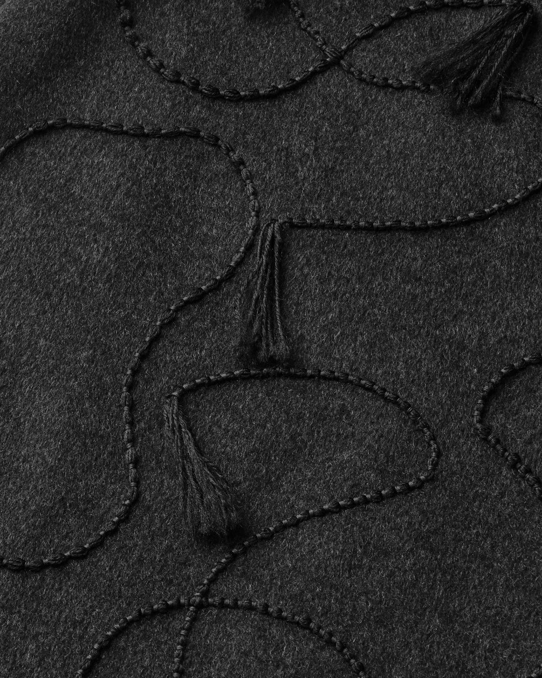 HAND EMBROIDERED TASSEL WOOL CASHMERE DOUBLE FACE SKIRT