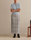 GLEN PLAID PRINT TWILL PLISSE SKIRT