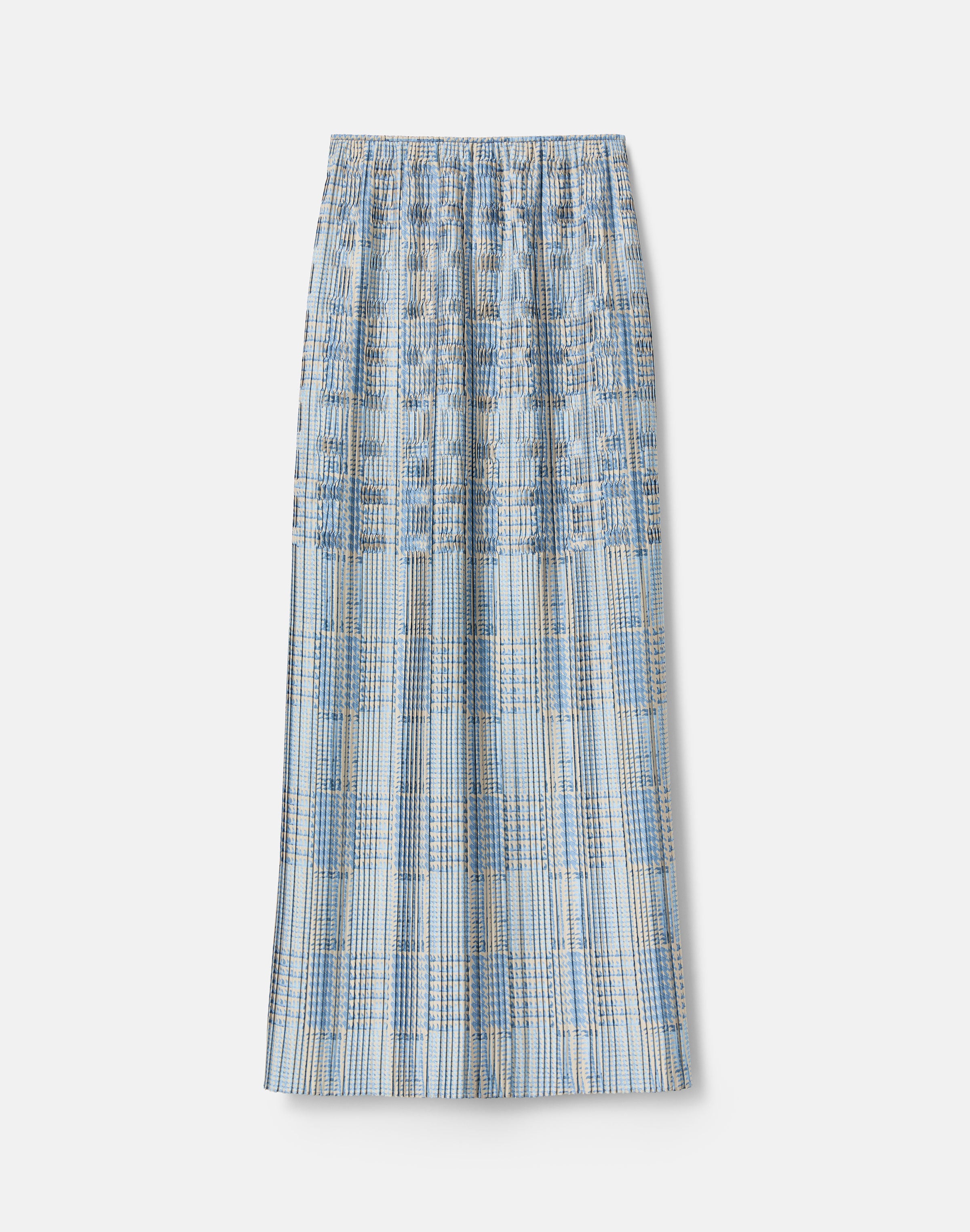 GLEN PLAID PRINT TWILL PLISSE SKIRT