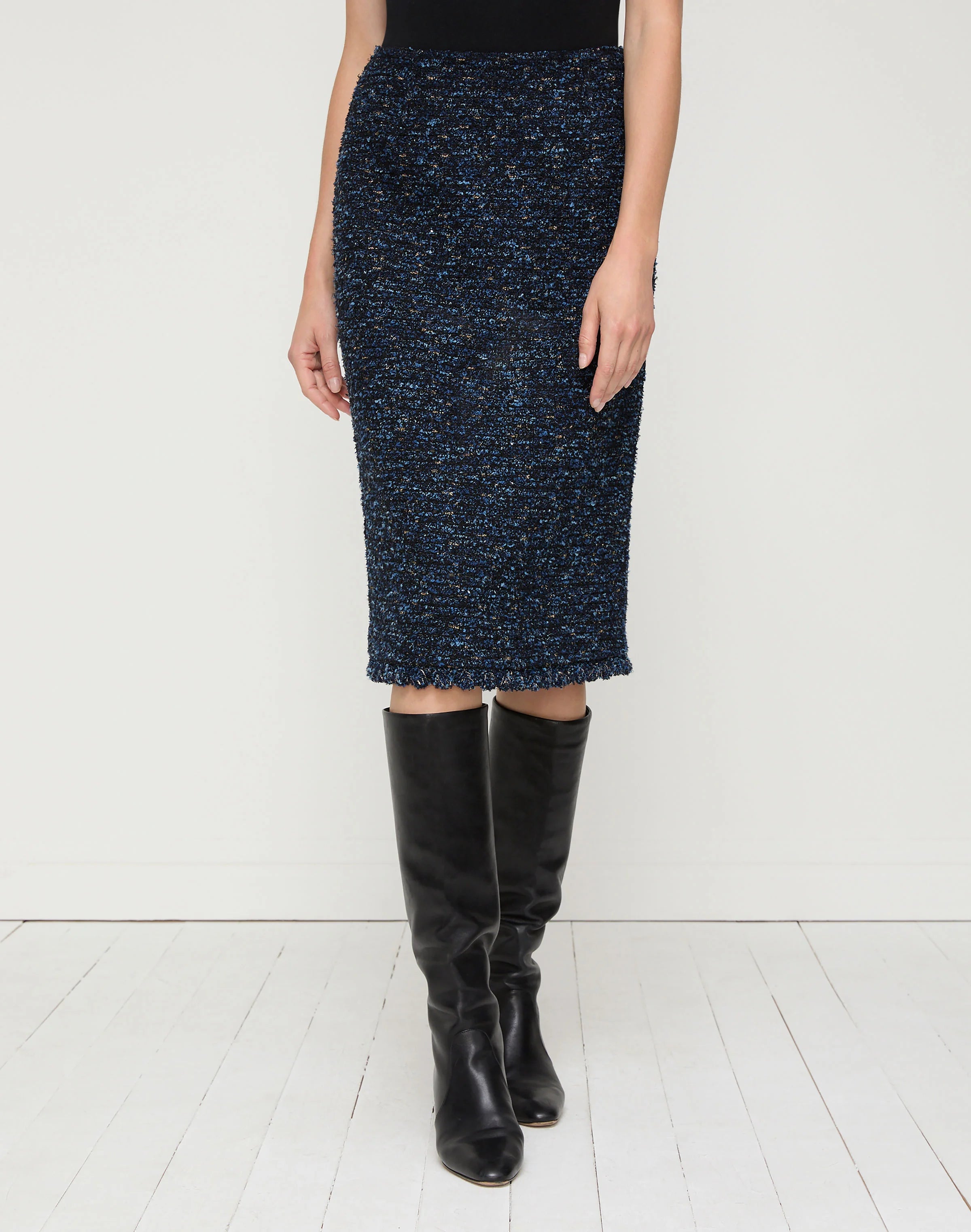 COSMOS BOUCLE TWEED CROCHET TRIM SKIRT