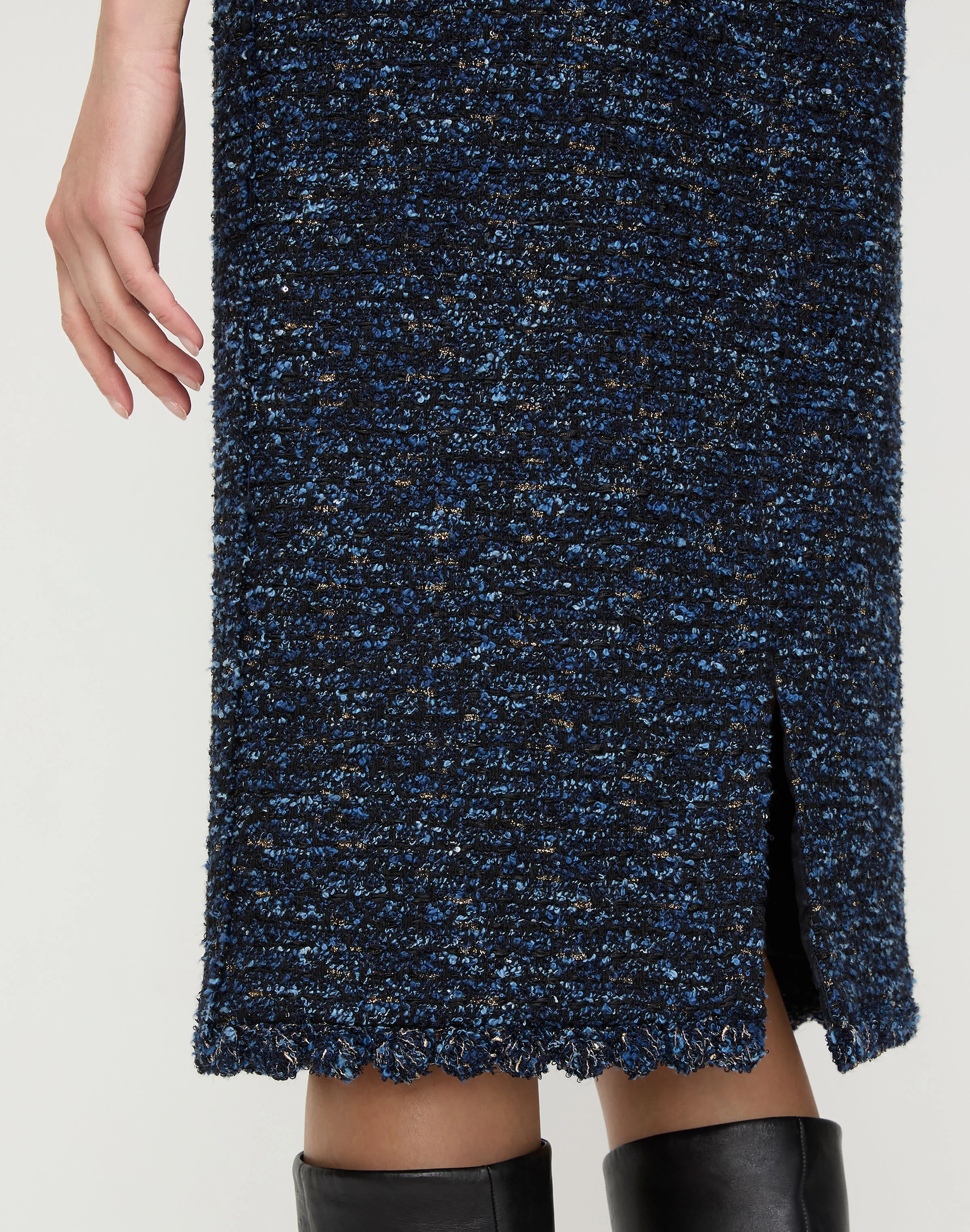 COSMOS BOUCLE TWEED CROCHET TRIM SKIRT