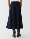 WOOL CASHMERE DOUBLE FACE EMBELLISHED POLKA DOT SKIRT