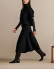 WOOL CASHMERE DOUBLE FACE EMBELLISHED POLKA DOT SKIRT