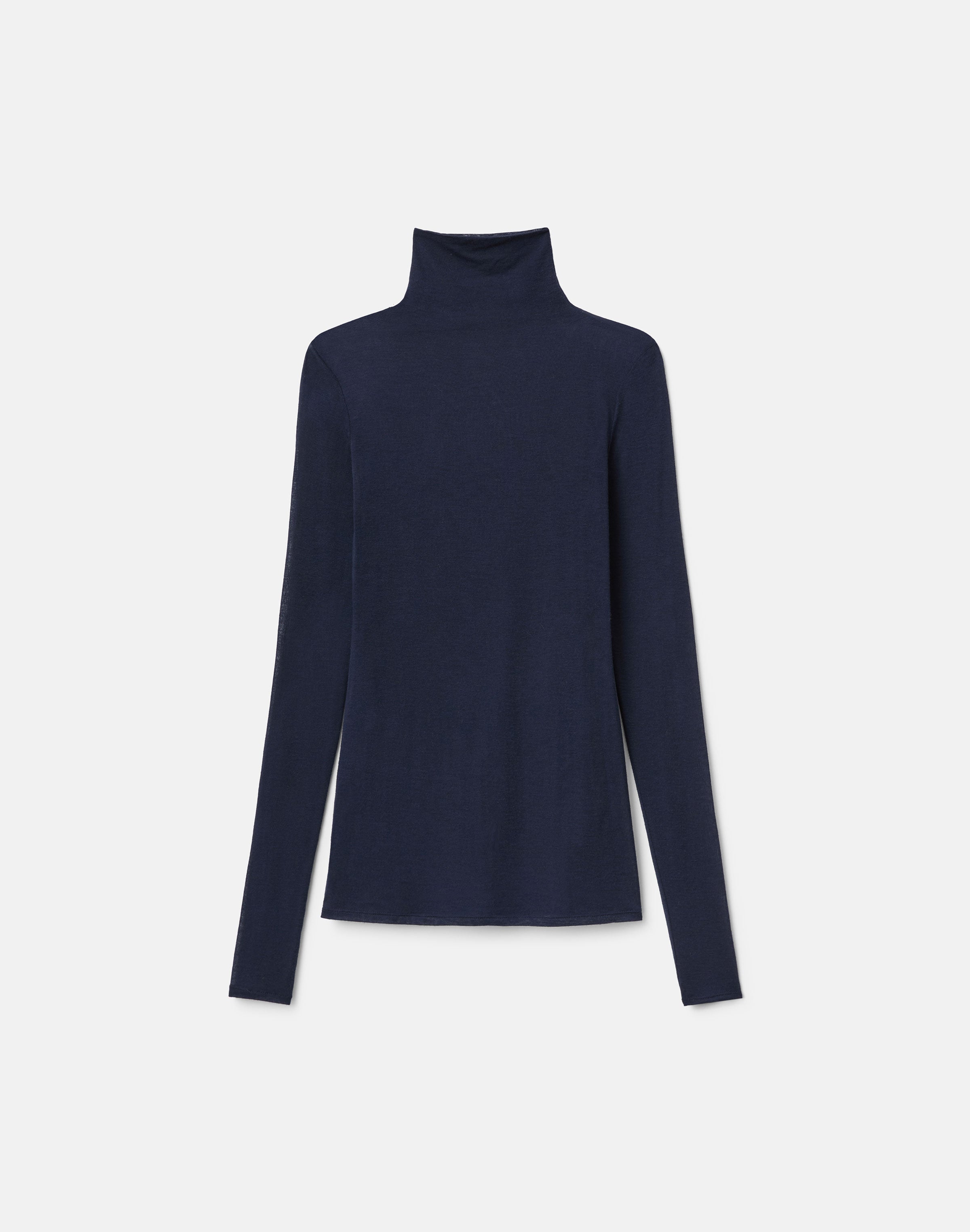 VISCOSE CASHMERE JERSEY ELONGATED FITTED TURTLENECK