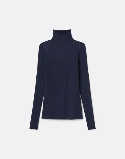 VISCOSE CASHMERE JERSEY ELONGATED FITTED TURTLENECK