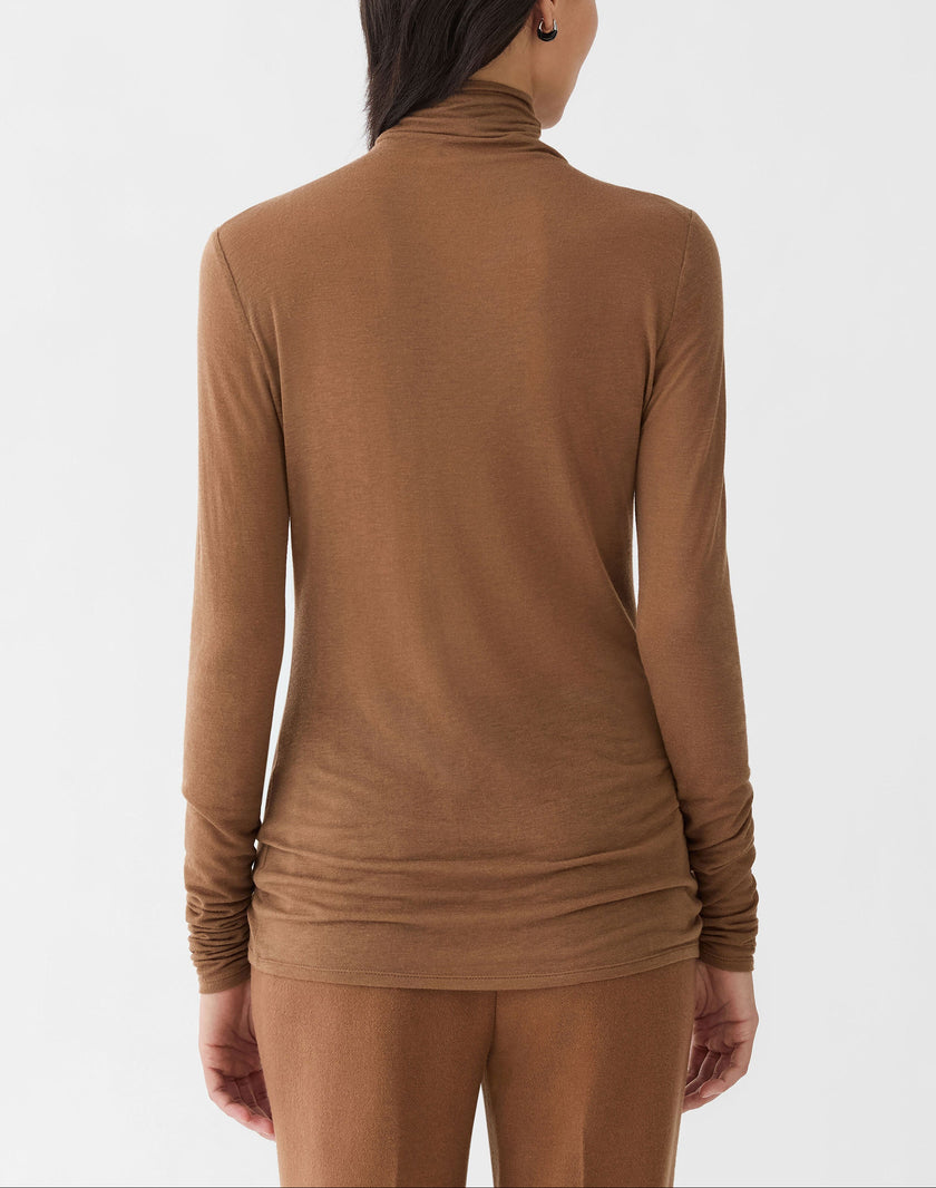 VISCOSE CASHMERE JERSEY ELONGATED FITTED TURTLENECK