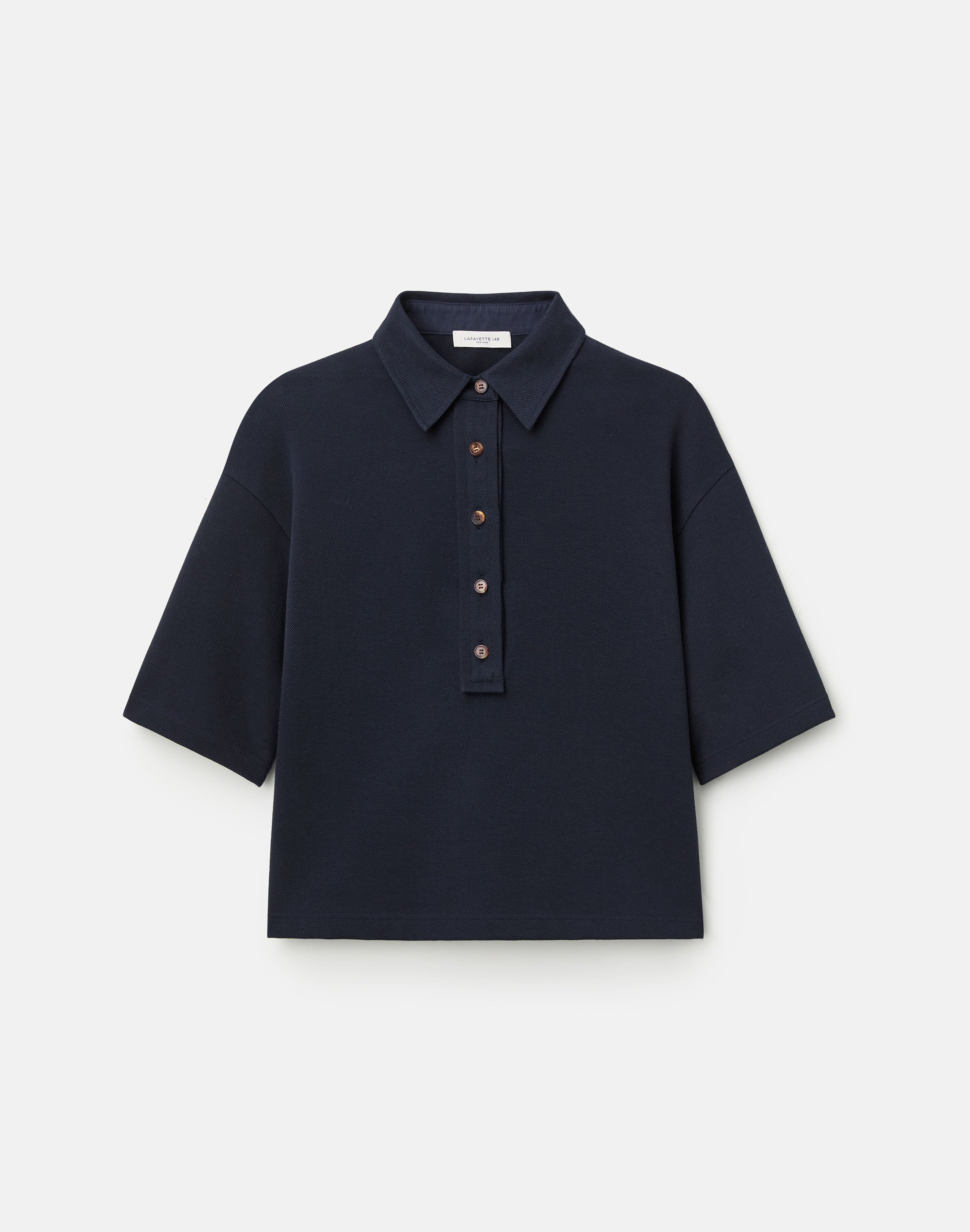 COTTON PIQUE JERSEY CROPPED POLO TOP
