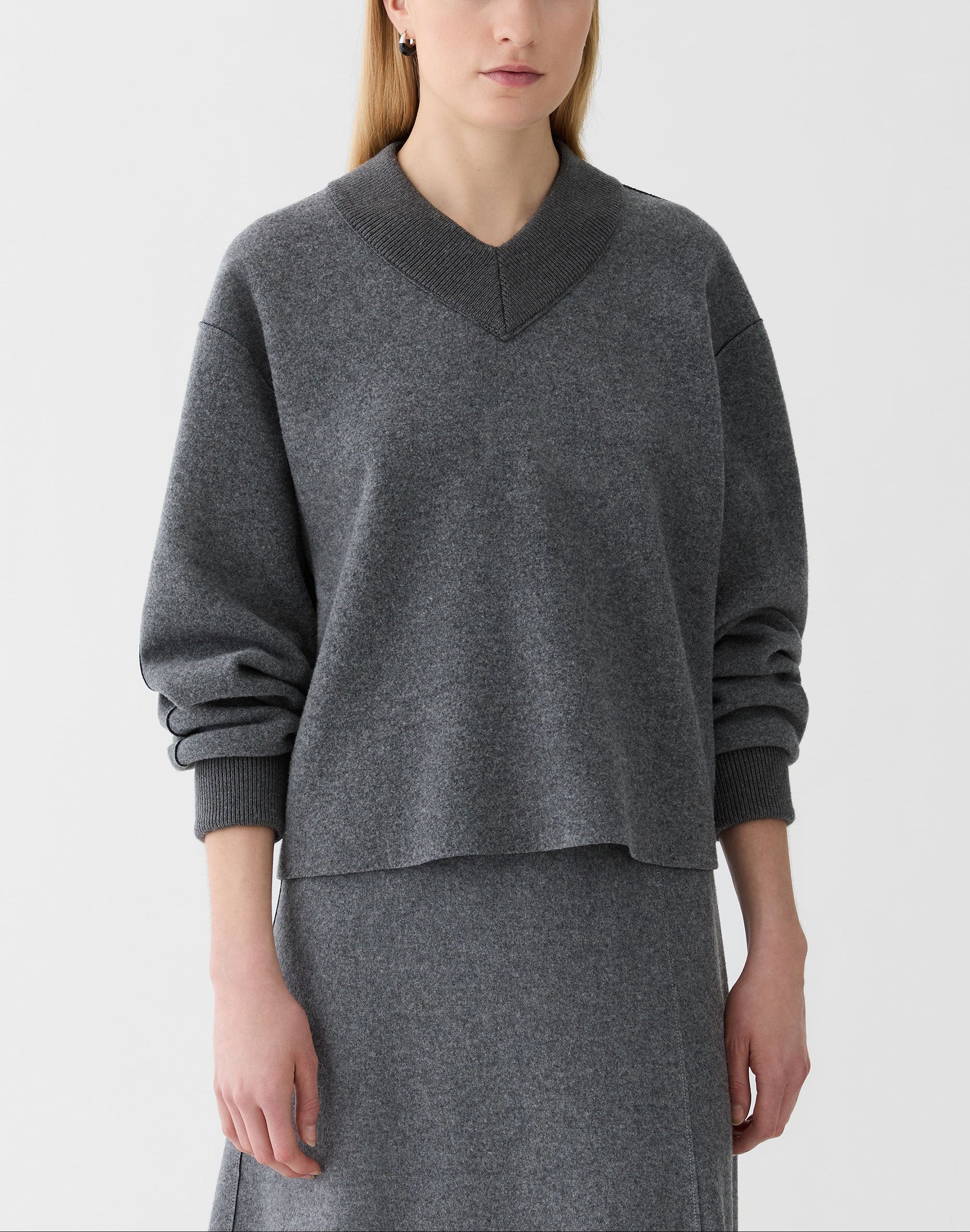 WOOL CASHMERE DOUBLE KNIT REVERSIBLE TOP