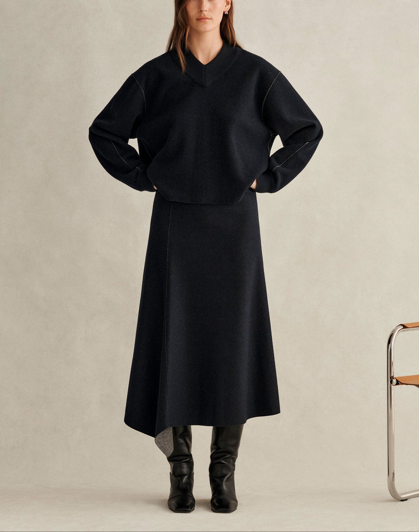WOOL CASHMERE DOUBLE KNIT REVERSIBLE TOP